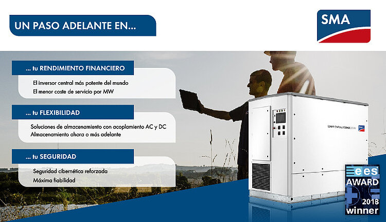 En la próxima subasta, haz tu instalación gestionable con los inversores solares Sunny Central UP - Storage Ready